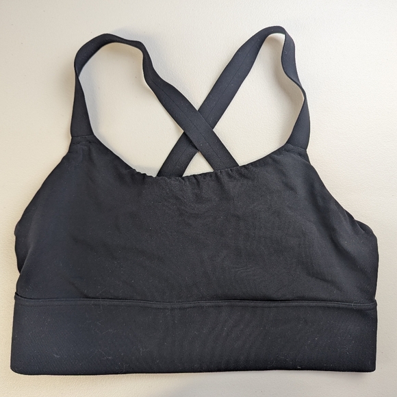 Athleta Sports Bra Cross Back Black Sporty Athletic Gym Exercise Minimal Large - Picture 1 of 5